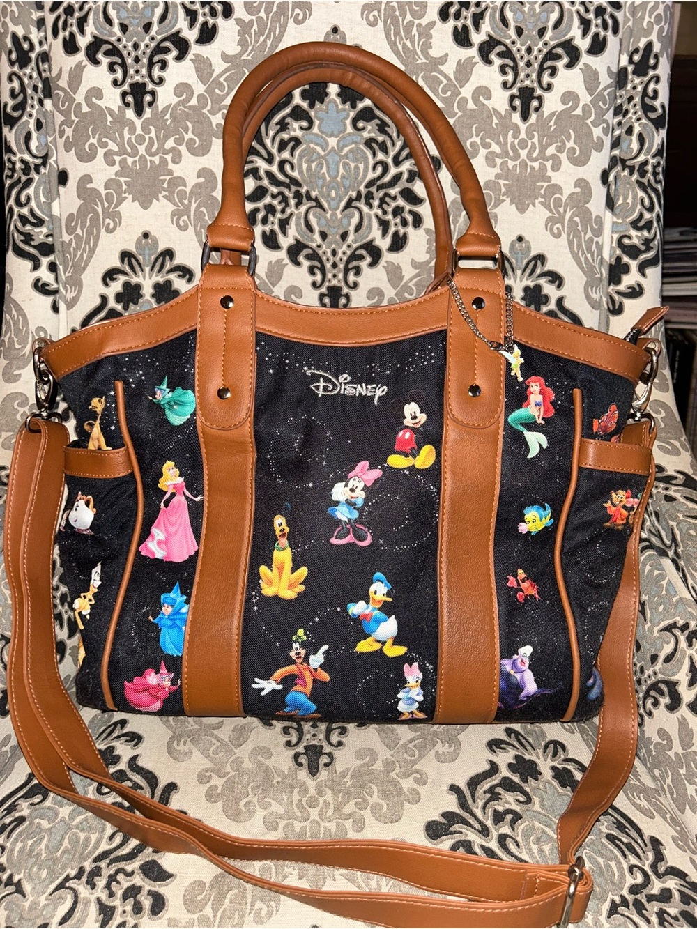 Bradford Exchange Disney Carry the Magic black fabric shoulder tote bag purse